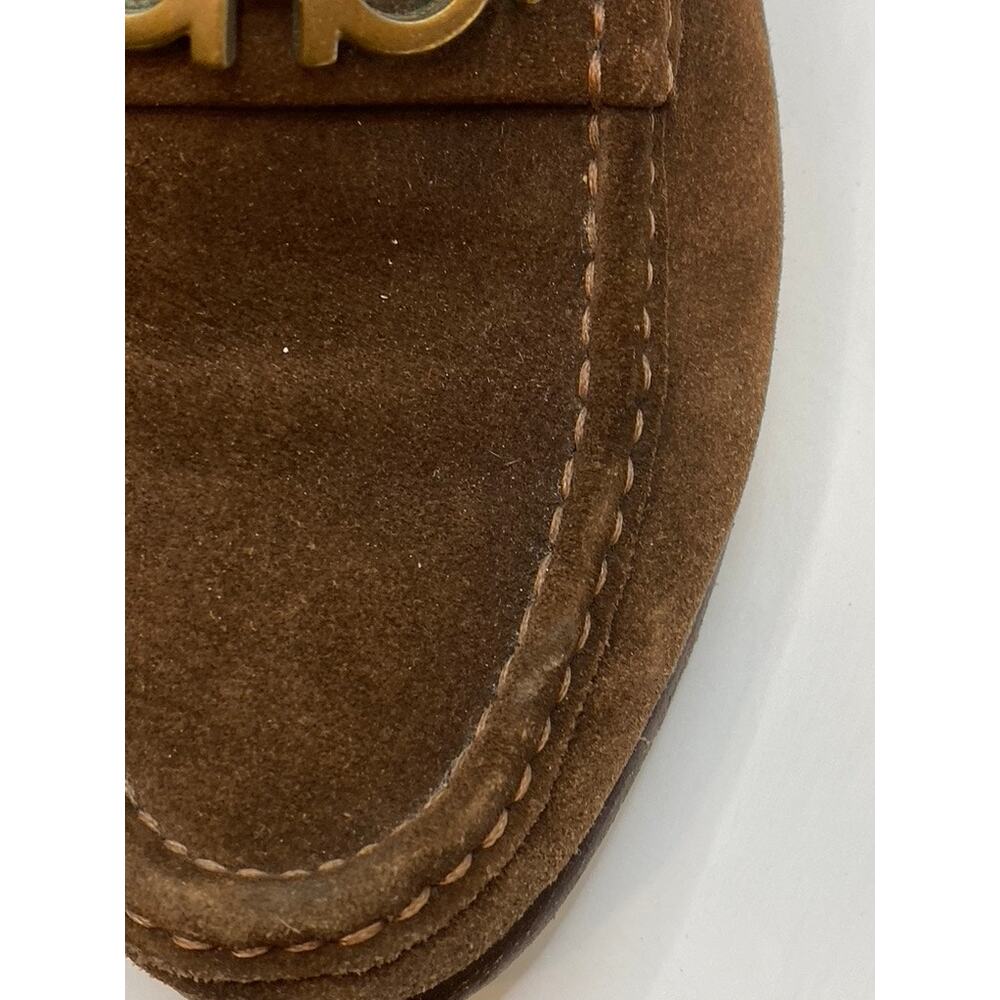 SALVATORE FERRAGAMO Men's Brown Vintage Round Toe Slip-On Leather Loafers SZ 5.5 - Picture 3 of 12